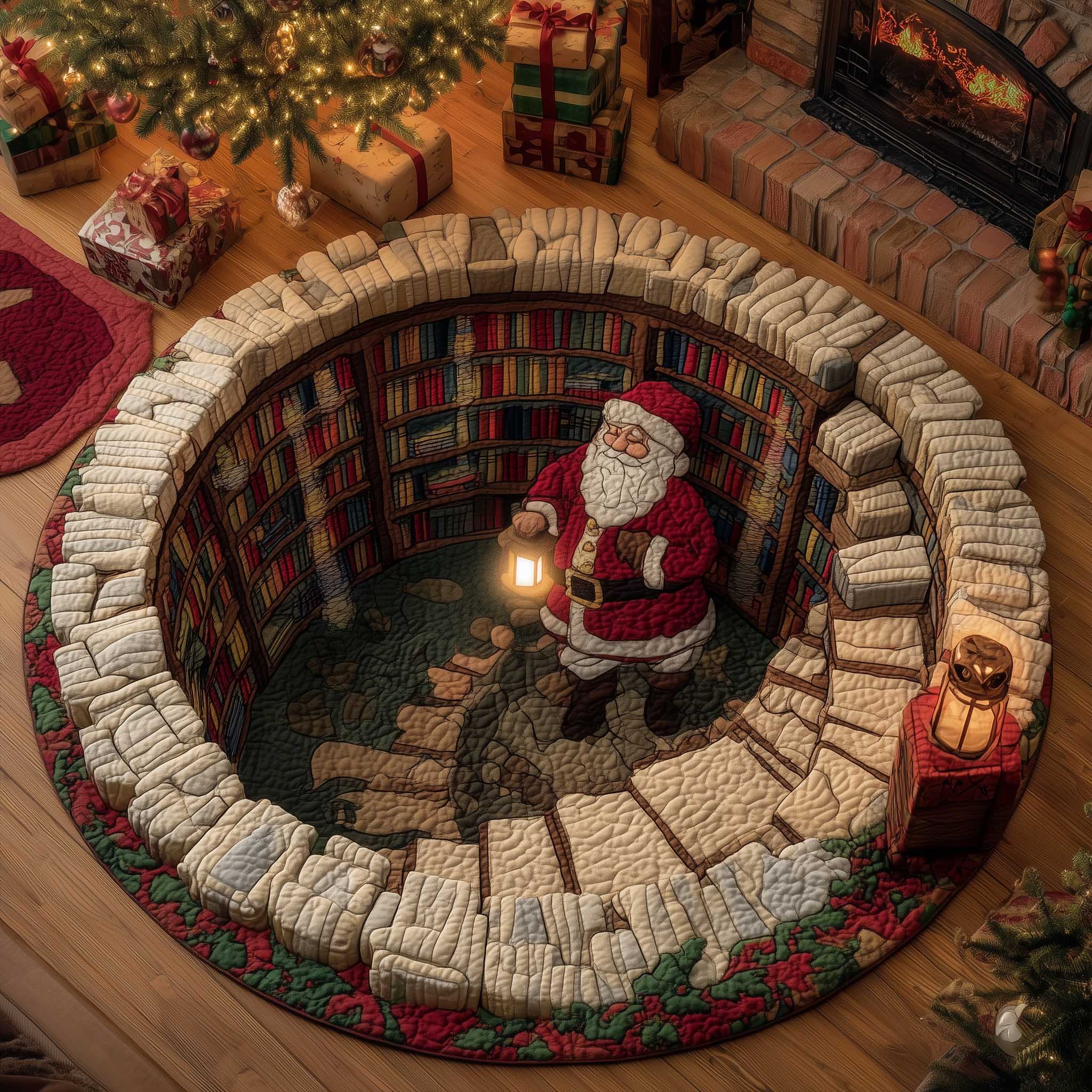 Jolly Santa Quilted Round Mat Luxury Quilted Round Mat for Stylish Homes