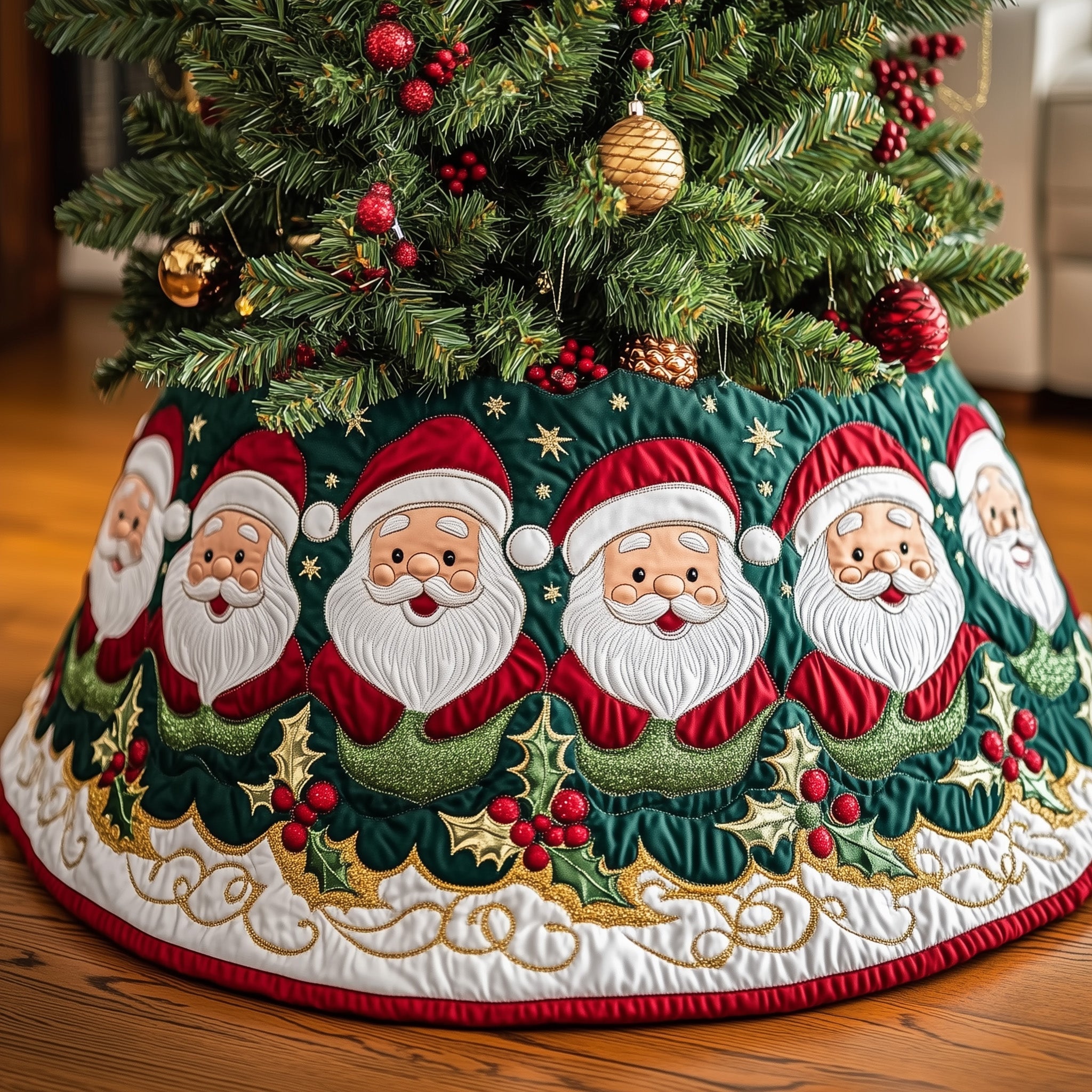 Jolly Santa Quilted Tree Skirt Festive Tree Skirt Gift Choice