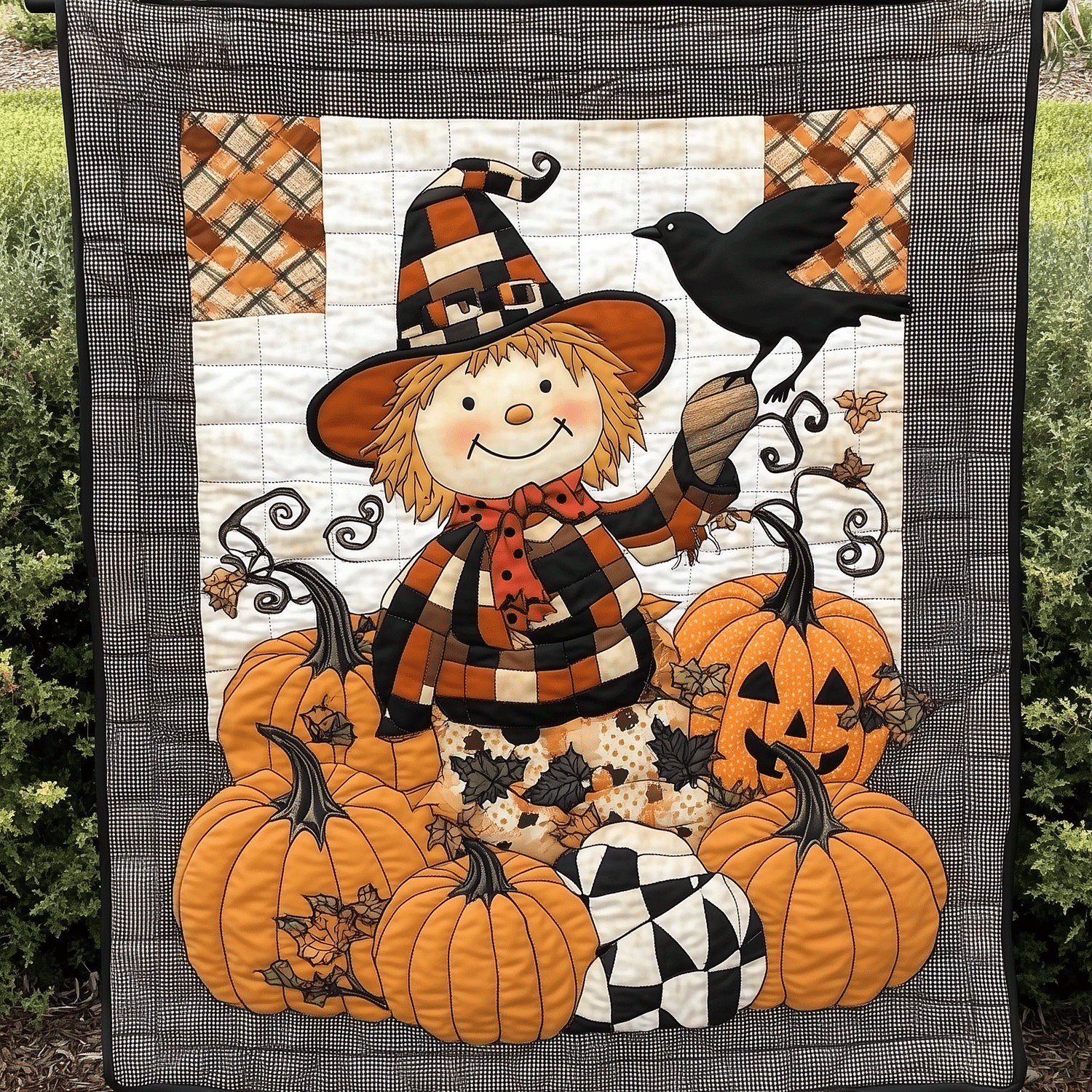 Jolly Scarecrow Quilted Blanket Cozy Fall Gift Ideas