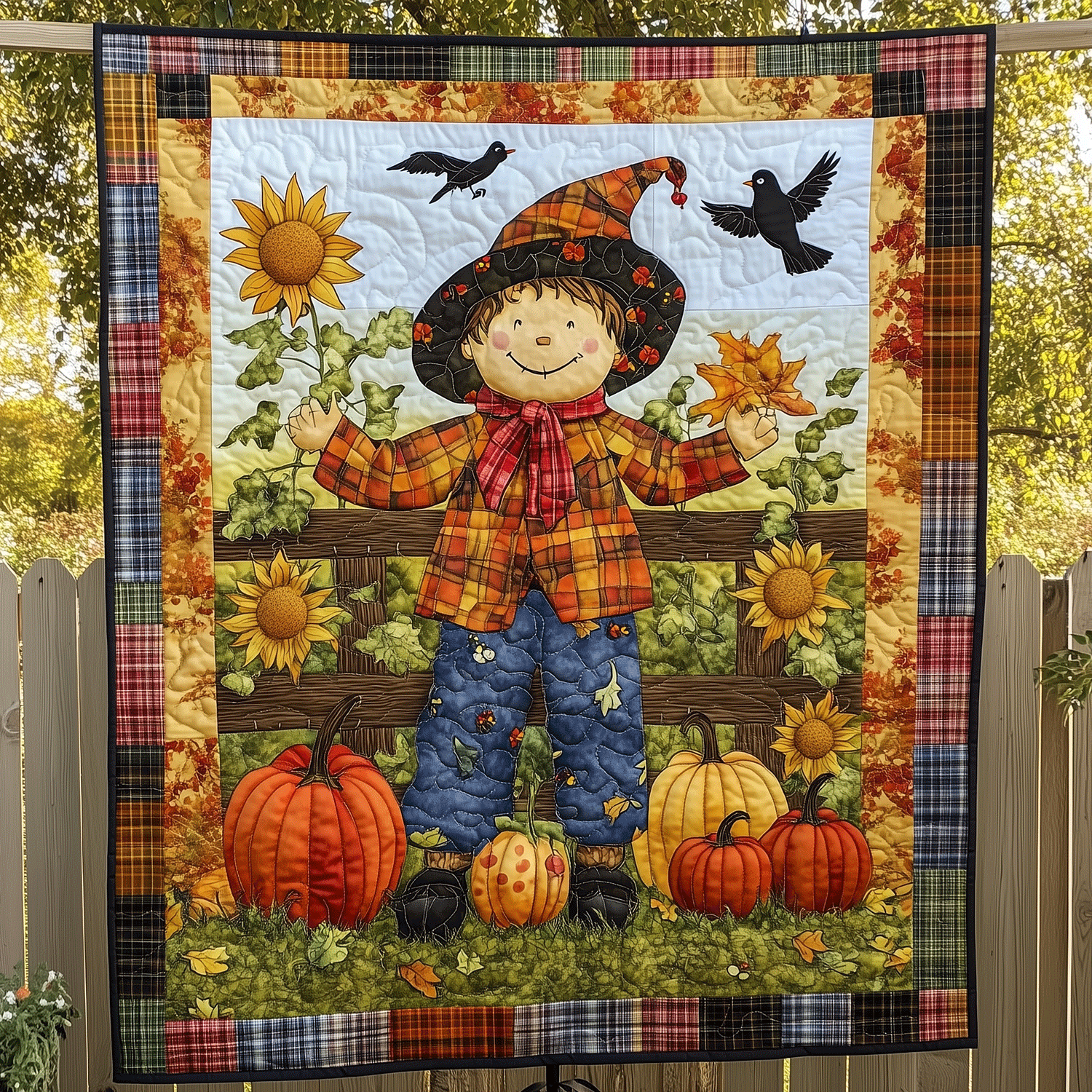 Jolly Scarecrow Quilted Blanket Gift For Mid Autumn Festival
