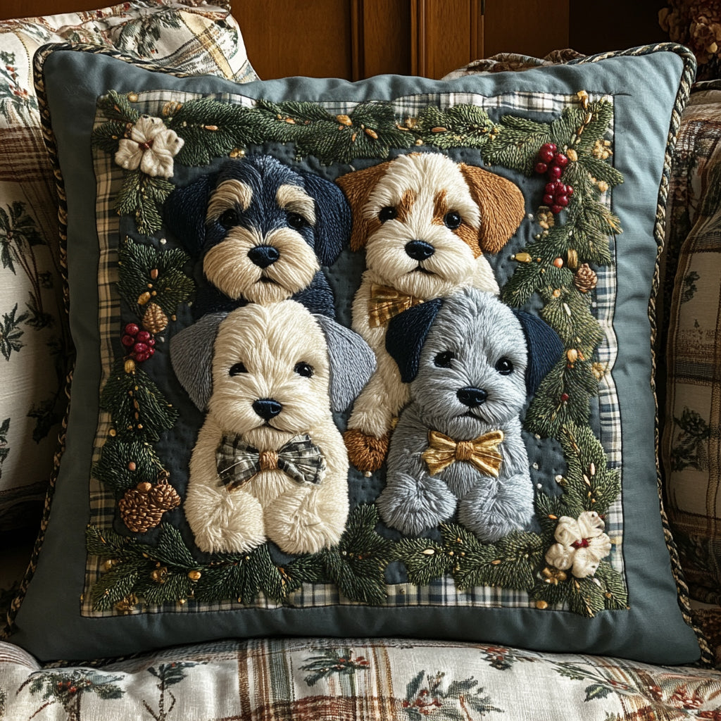 Jolly Schnauzer Quilted Pillow Case Best Christmas Pillow Covers Best Gifts For Dog Owners
