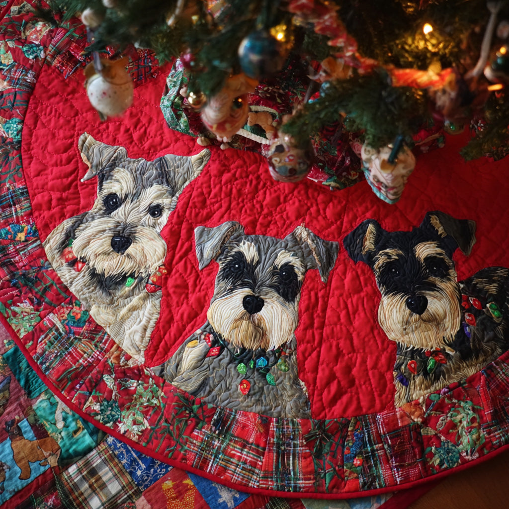 Jolly Schnauzers Quilted Christmas Tree Skirt Must Have Holiday Merch for Christmas Decor