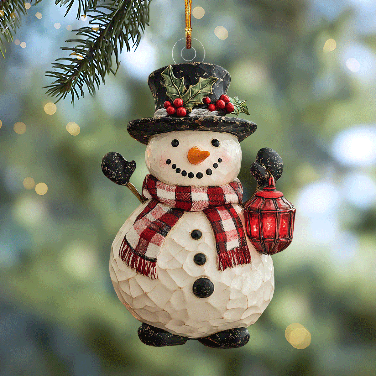 Jolly Snowman Delight Mica Ornament