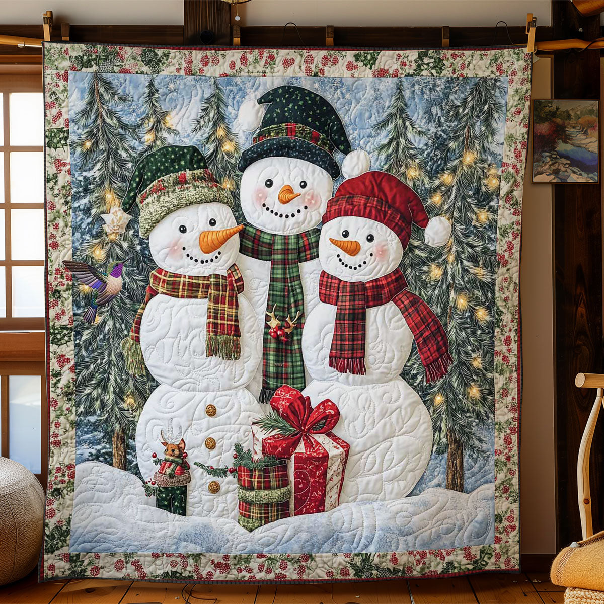 Jolly Snowman Quilt Perfect Housewarming Gift with Quilt Blanket
