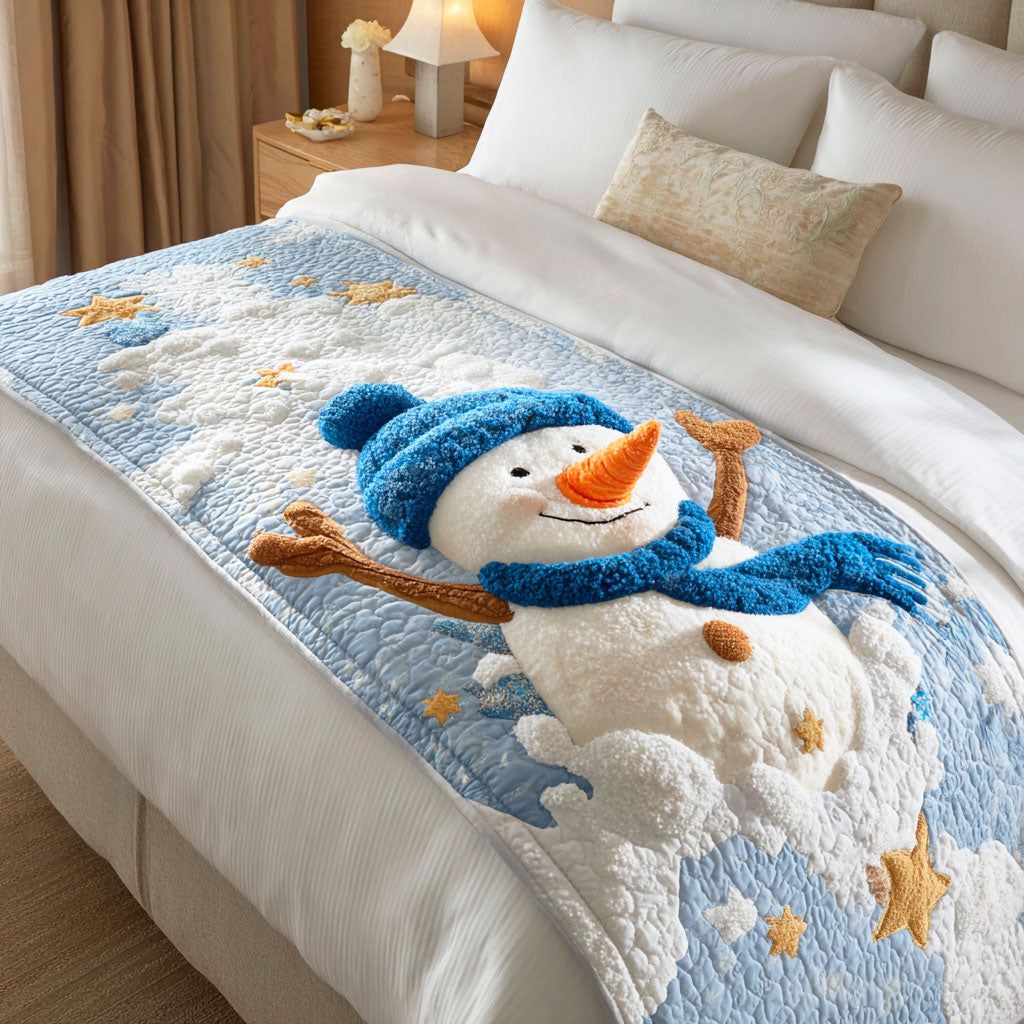 Jolly Snowman Quilted Bed Runner Christmas Bedroom Ideas Xmas Gift Ideas