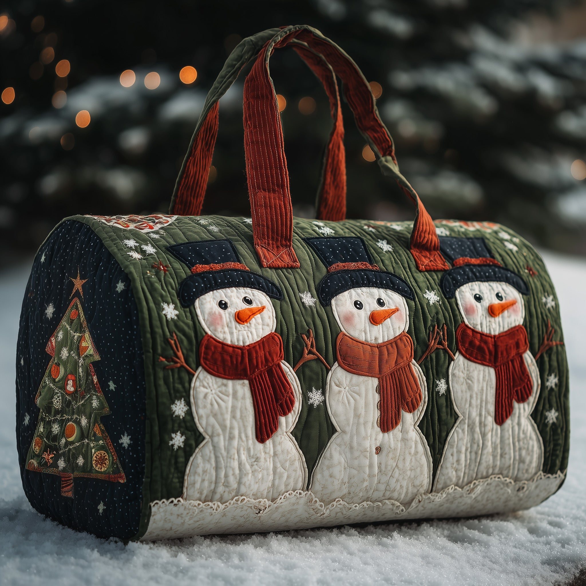 Jolly Snowman Quilted Duffle Bag Daily Essentials Organizer
