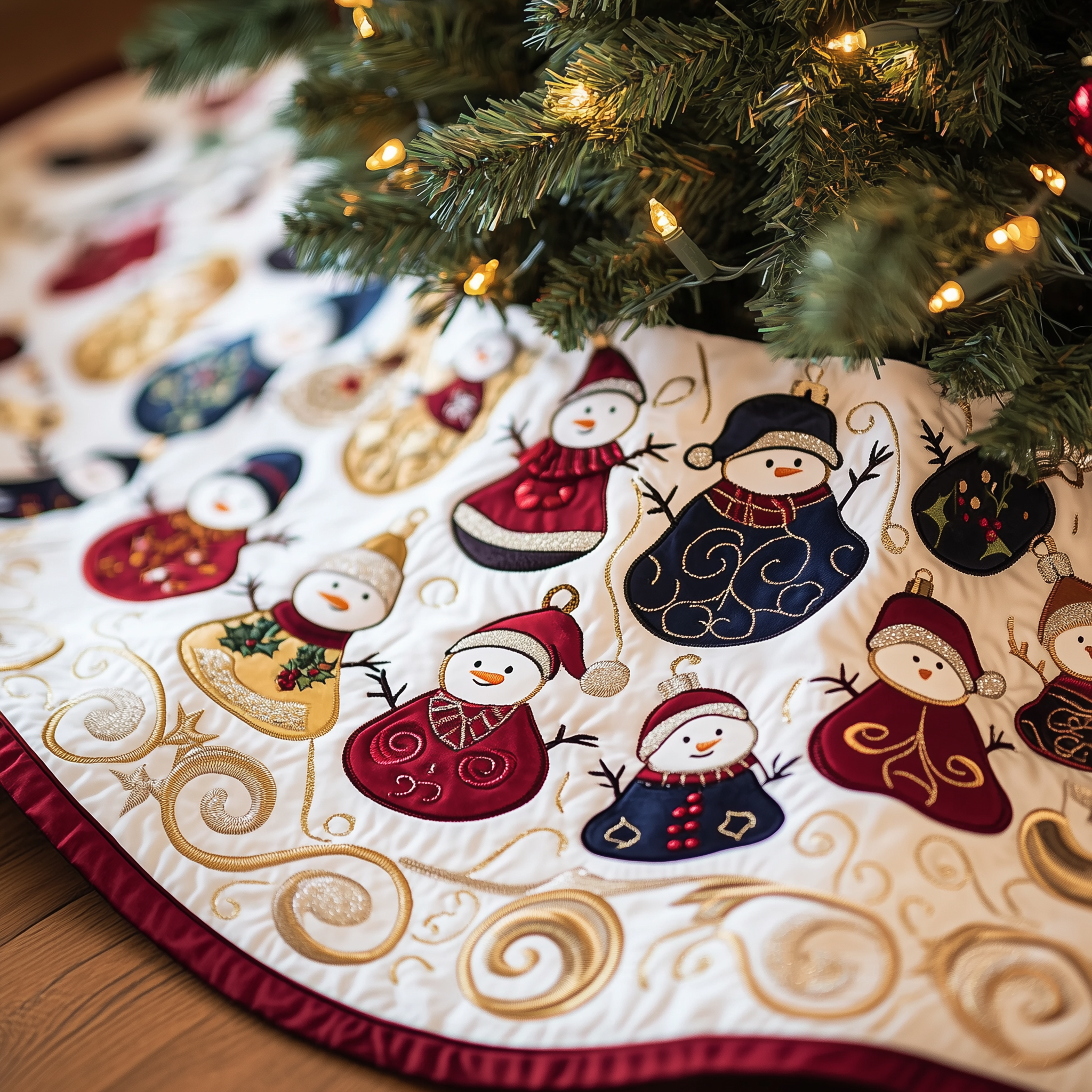 Jolly Snowman Quilted Tree Skirt Adorable Easter Gift Merch
