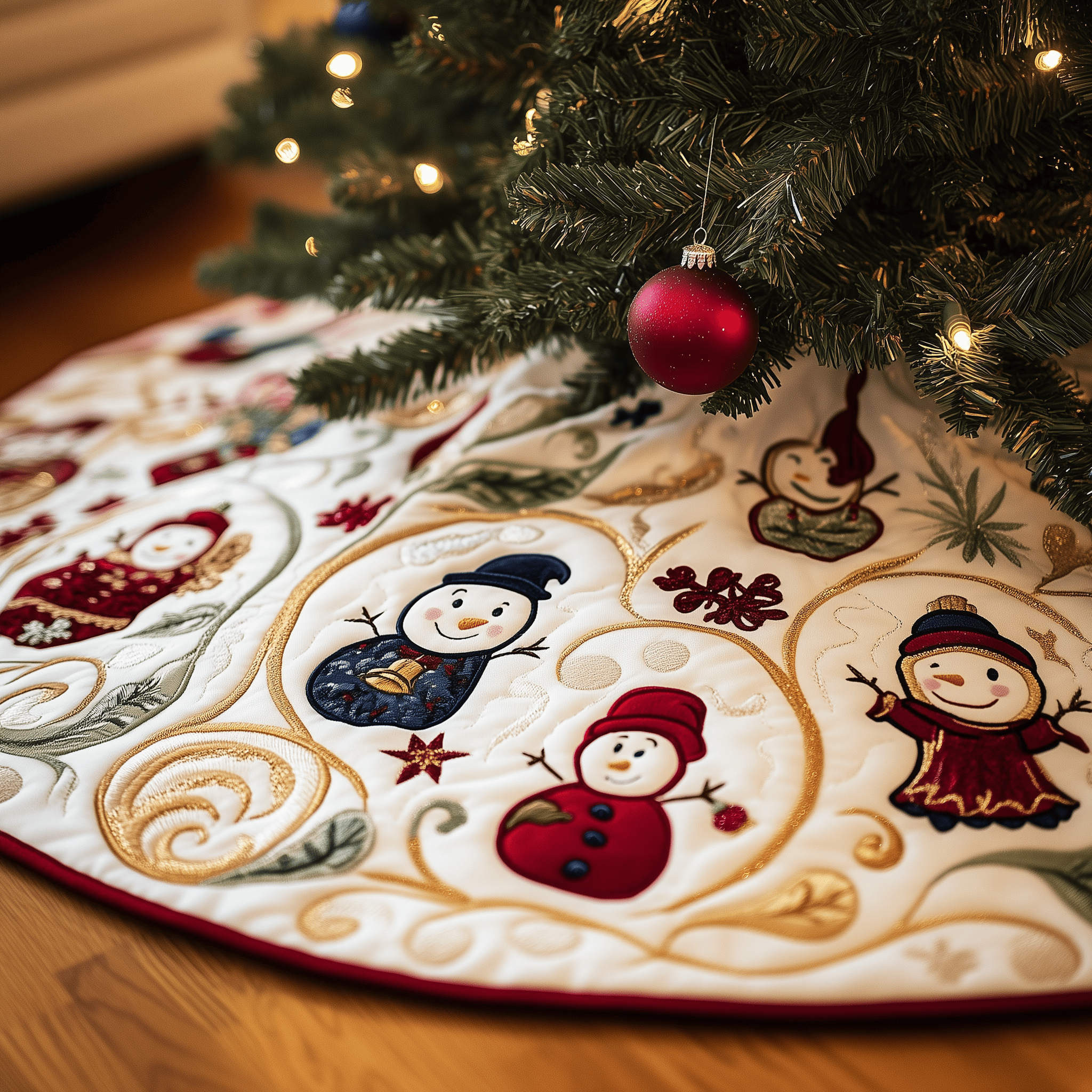 Jolly Snowman Quilted Tree Skirt Christmas Tree Skirt Best Gifts For Mom And Dad Christmas