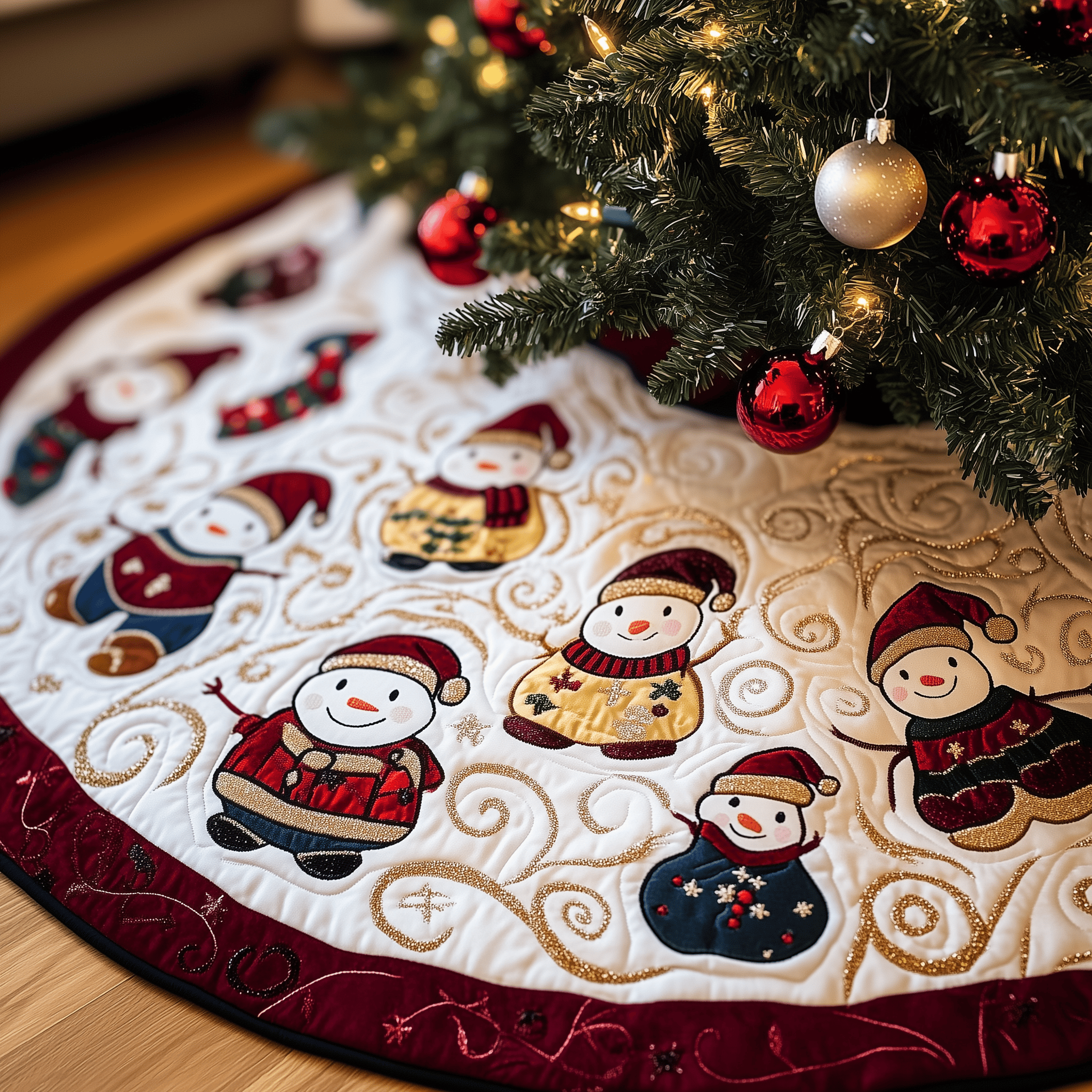 Jolly Snowman Quilted Tree Skirt Christmas Tree Skirt Christmas Gift Ideas For Brother In Law