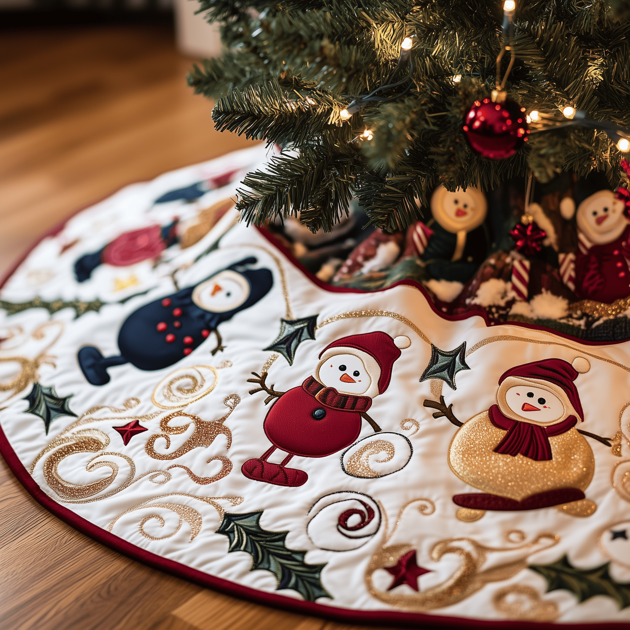 Jolly Snowman Quilted Tree Skirt Christmas Tree Skirt Things To Get For Christmas