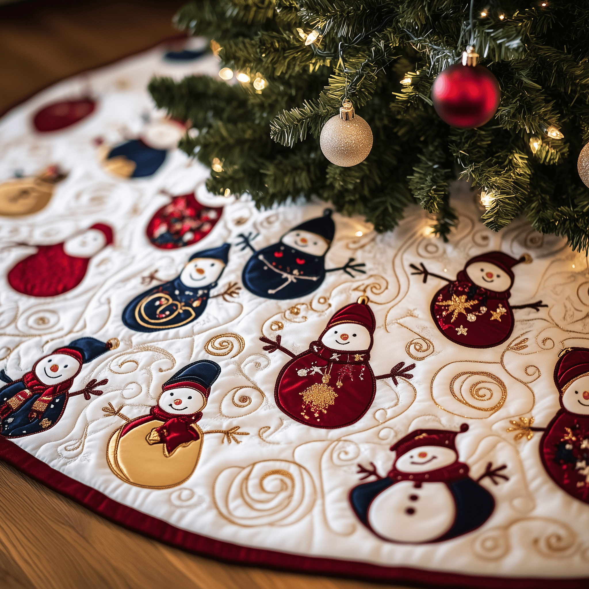 Jolly Snowman Quilted Tree Skirt Christmas Tree Skirt Unqiue Gifts For Mom And Dad Christmas