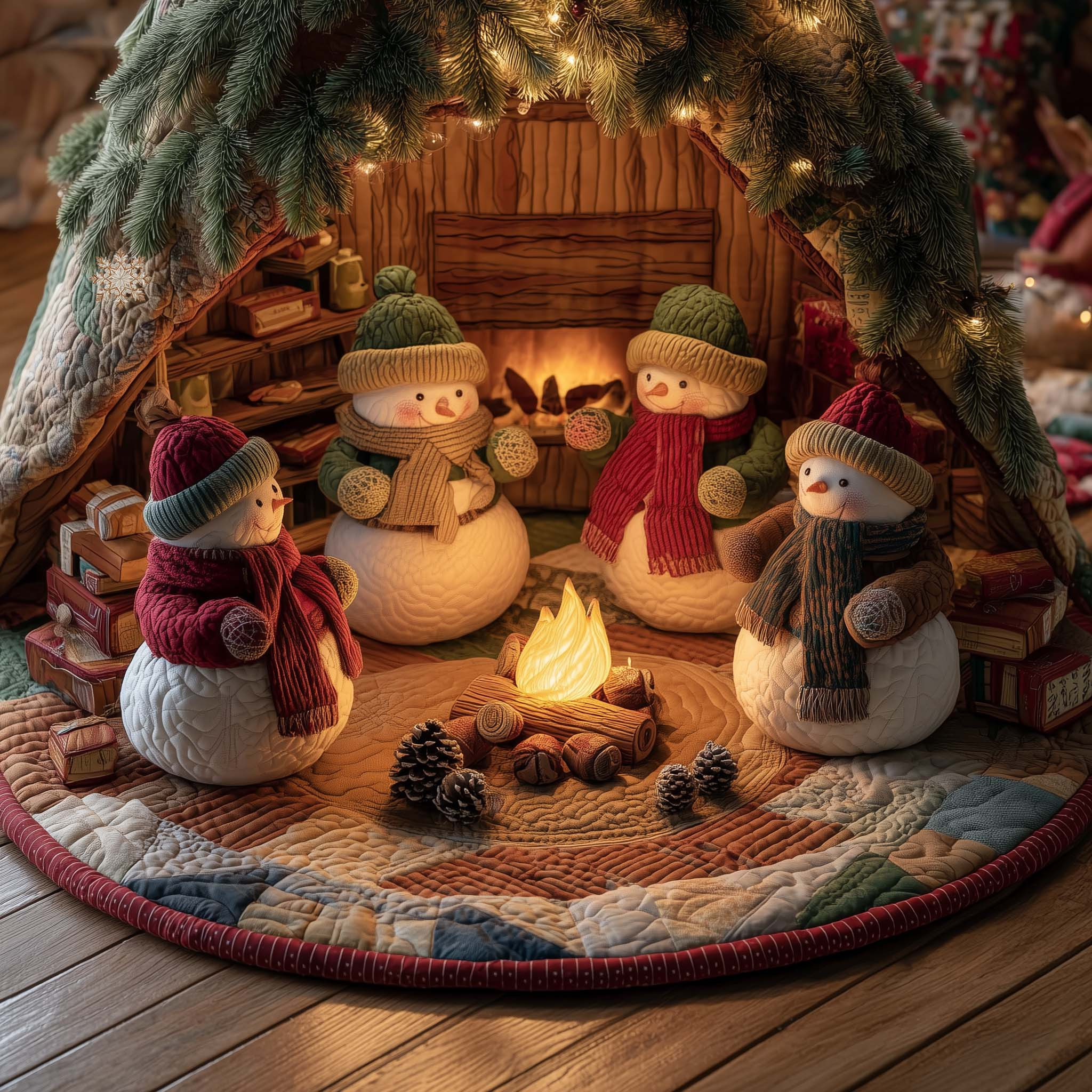 Jolly Snowman Quilted Tree Skirt Cozy Home Decor Christmas Gifts For Snowman Lovers