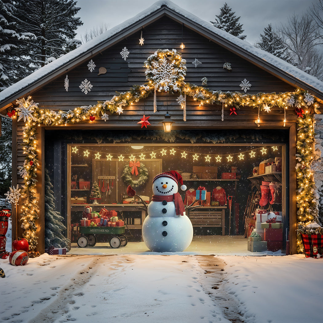 Jolly Snowman Welcome Christmas Garage Door Banner Garage Door Holiday Covers Xmas Gifts