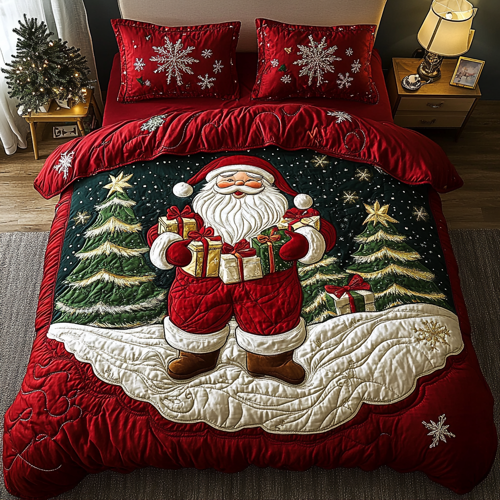Jolly StNick Quilted Bedding Set Full Size Bed Set Christmas Gifts For Your Grandmother