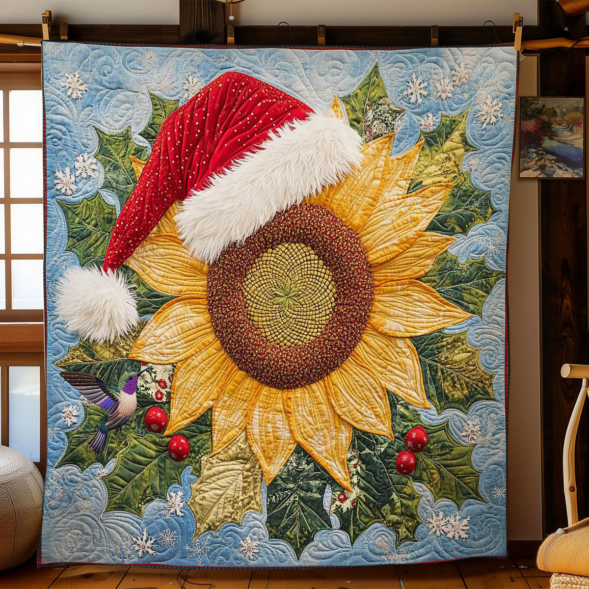 Jolly Sunflower Wishes Quilt Trendy Quilt Blanket Gift for Modern Home