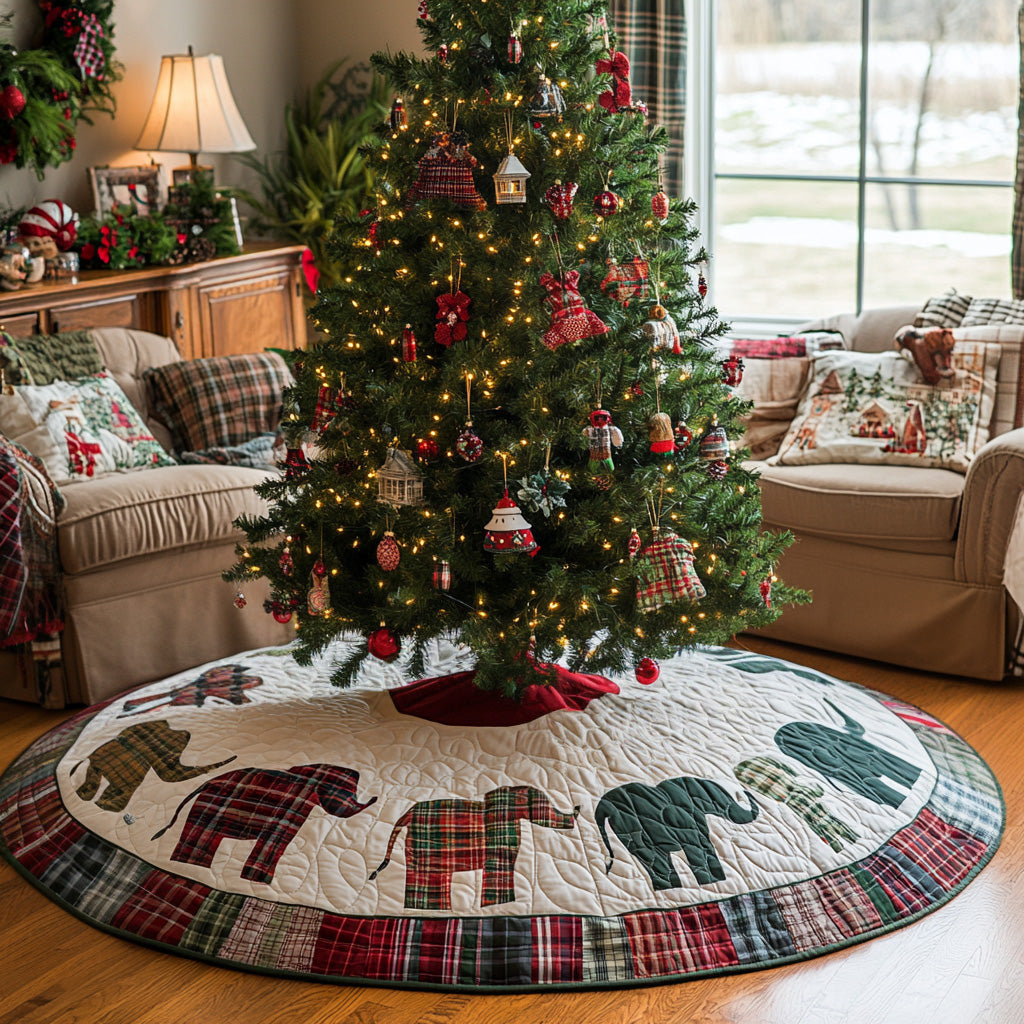 Jolly Trunks Quilted Christmas Tree Skirt Holiday Decorations Elephant Presents For Christmas