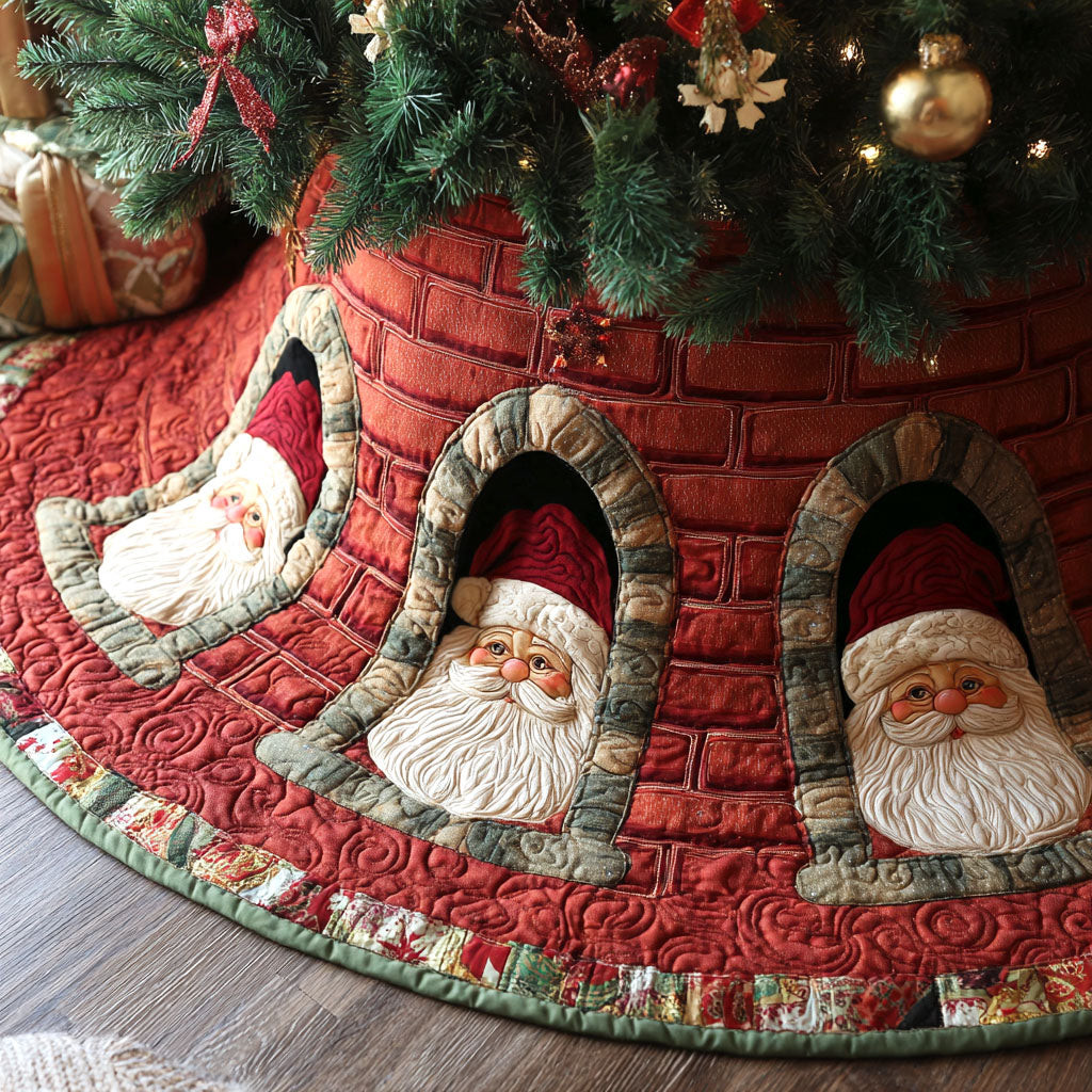 Jolly Watchers Christmas Quilted Tree Skirt Winter Home Decor Christmas Gifts For Santa Claus Lovers