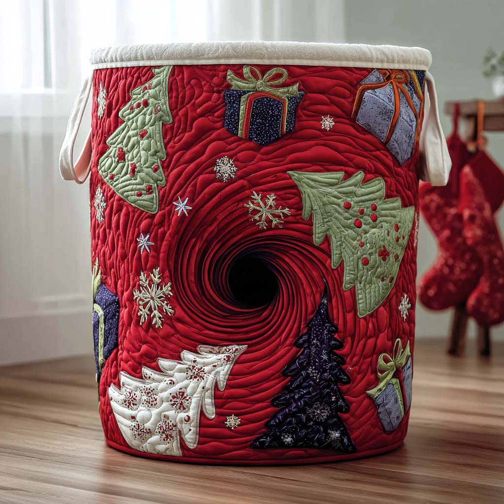 Jolly Whirl Quilted Laundry Basket Elegant Quilted Laundry Bin for Bedroom and Bathroom