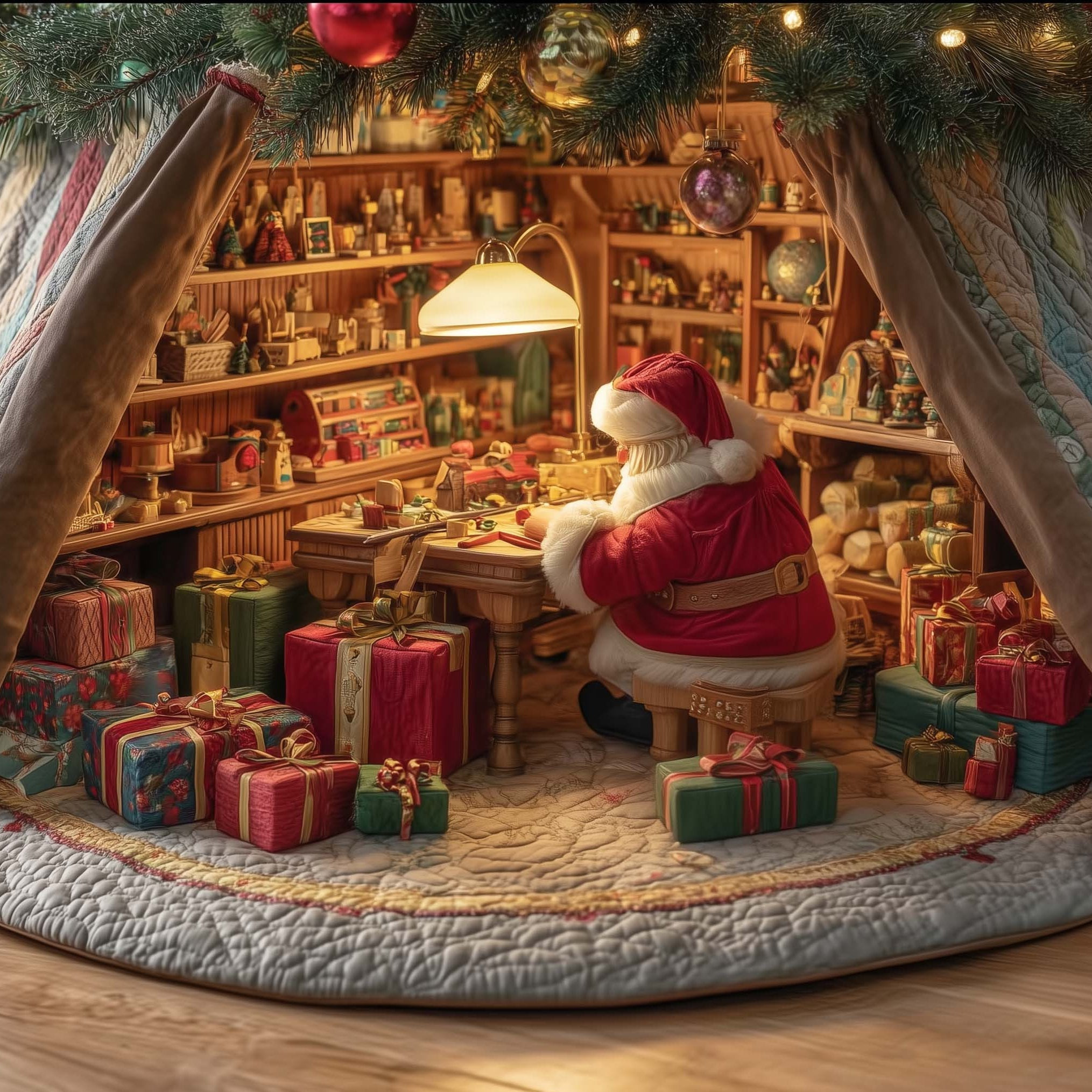 Jolly Workshop Quilted Tree Skirt Stylish Home Accents Christmas Gifts For Santa Claus Lover