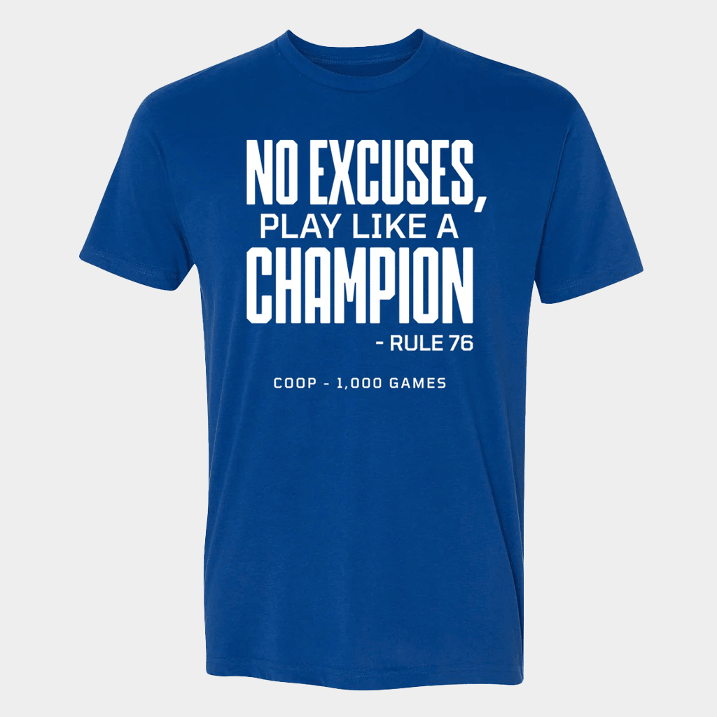 Jon Cooper Tampa Bay Lightning No Excuses Play Like A Champion 1000 Games T-Shirt Fan Merch