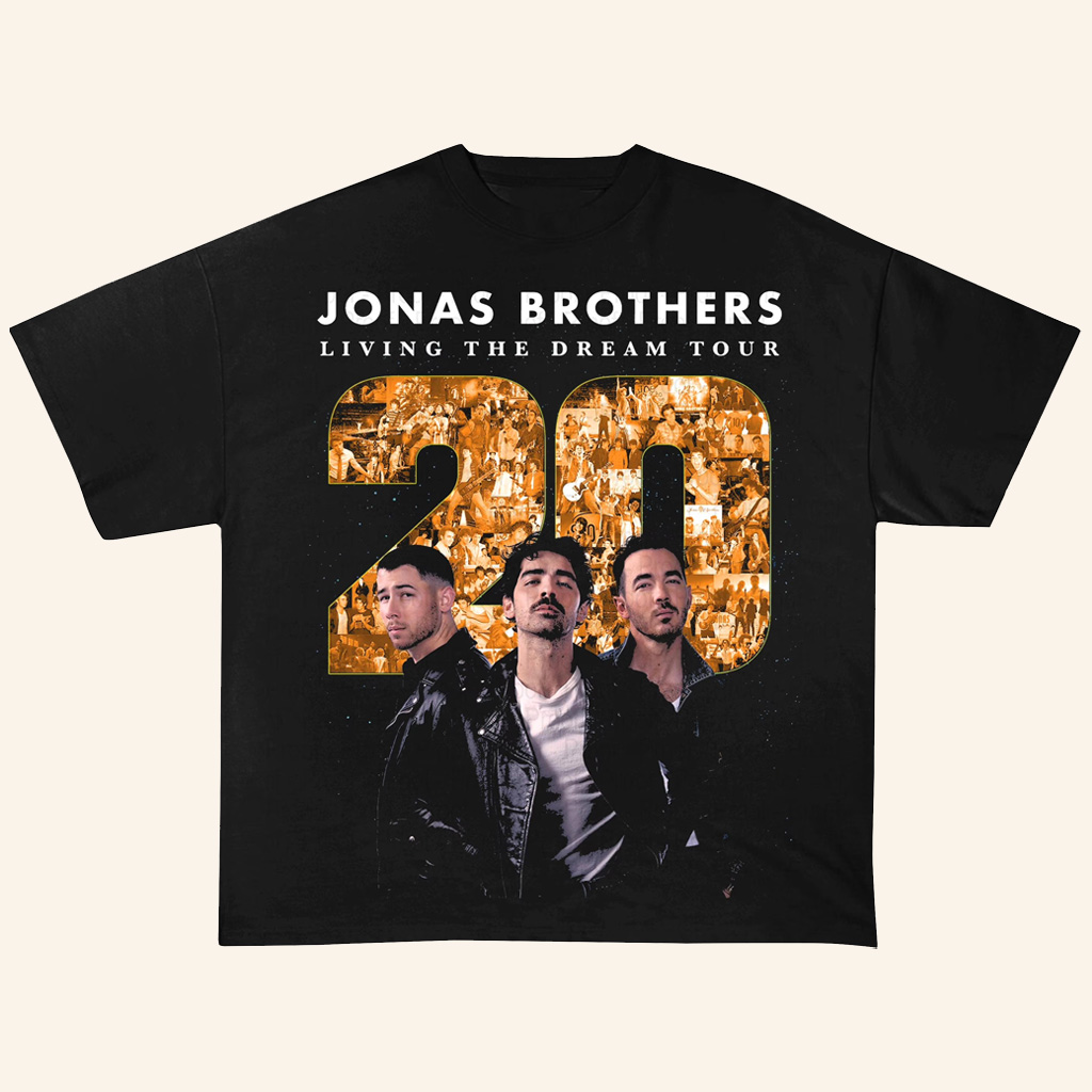 Jonas Brothers Merch 20th Anniversary Tour 2025 Shirt Living The Dream Tour T-Shirt Fan Gifts