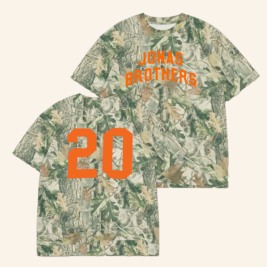 Jonas Brothers Merch Camo Orange T-Shirt Best Christmas Gifts For Pop Fans