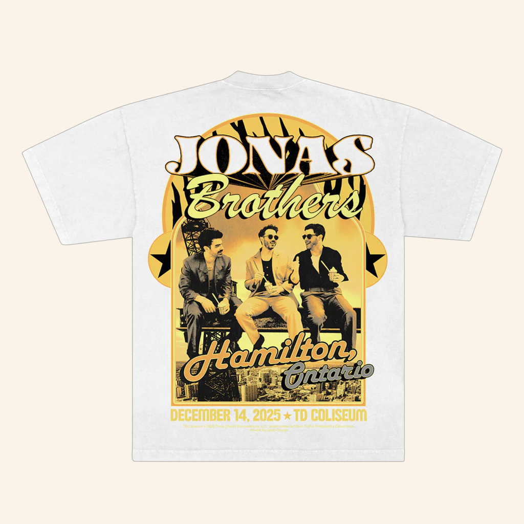 Jonas Brothers Merch Greetings From Your Hometown Hamilton ON 12 14 2025 TD Coliseum T-Shirt