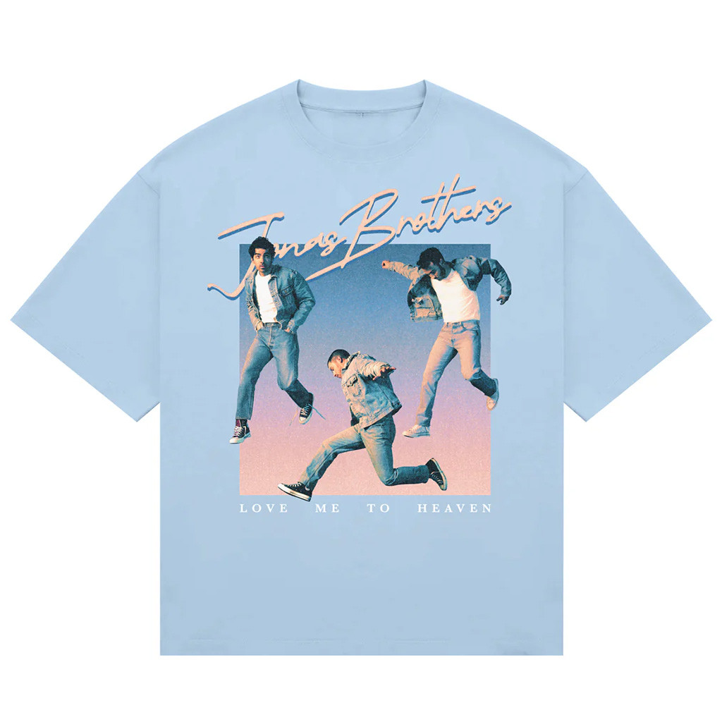 Jonas Brothers Tour Merch 2025 Love Me To Heaven Blue Retro T-Shirt Xmas Gifts For Husband