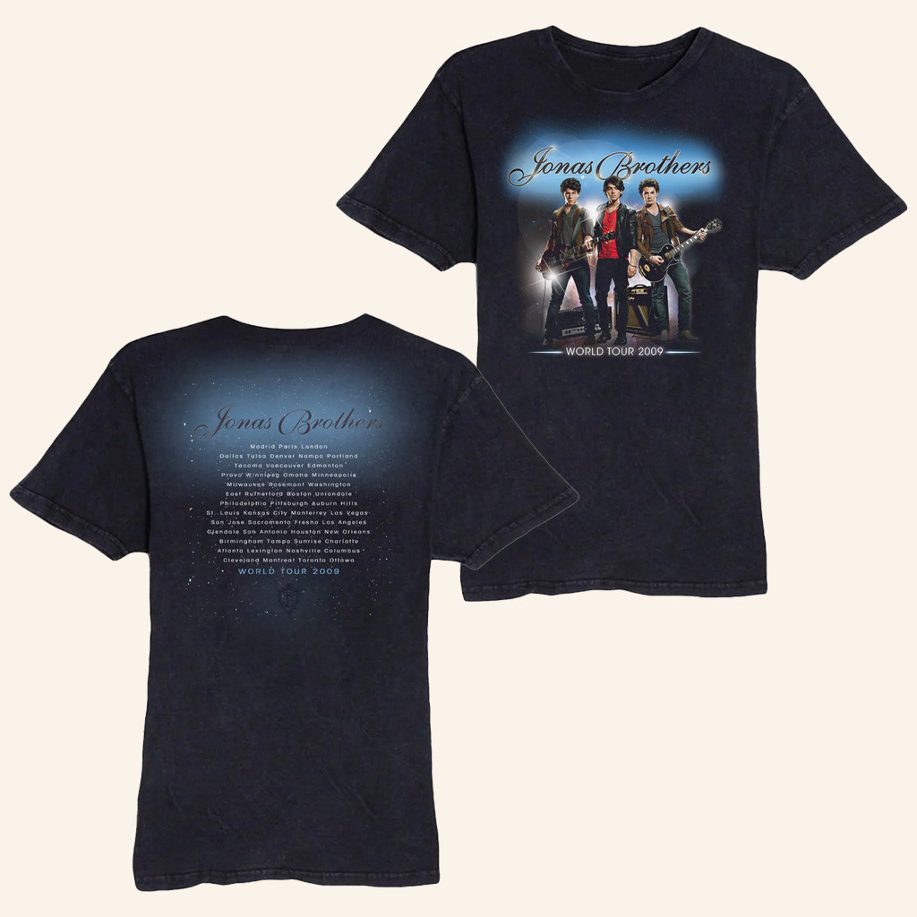 Jonas Brothers Tour Merch 2025 Vintage Tour 2009 Wash T-Shirt Gift Ideas For Music Lovers Jonas Brothers Tour Merch 2025 Vintage Tour 2009 Wash T-Shirt Gift Ideas For Music Lovers