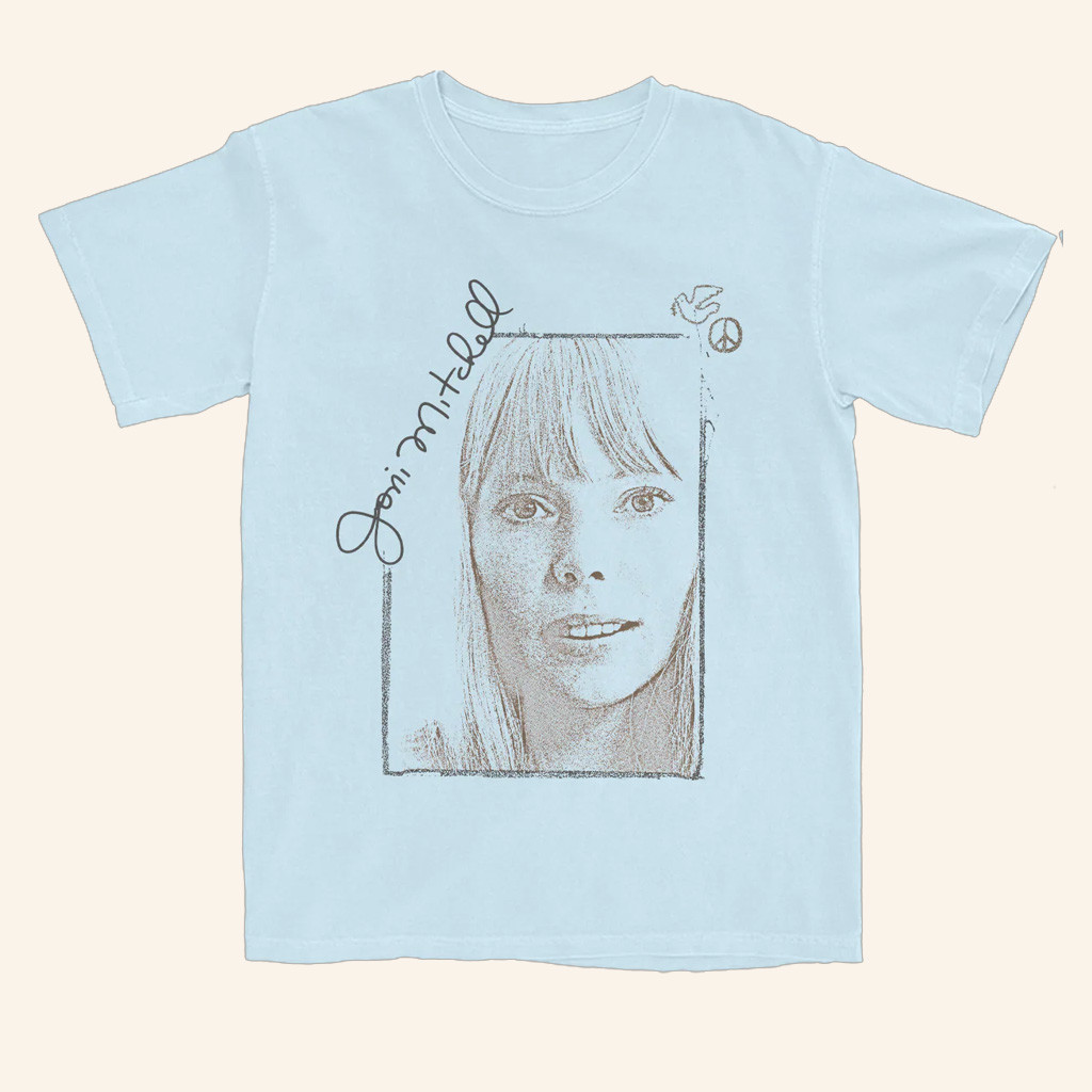 Joni Mitchell Merch Portrait Signature T-Shirt Gifts For Girlfriend