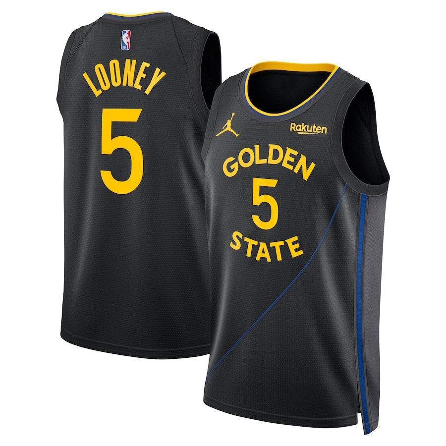 Jordan Kevon Looney Black Golden State Warriors Jersey Good Gifts For Basketball Lovers