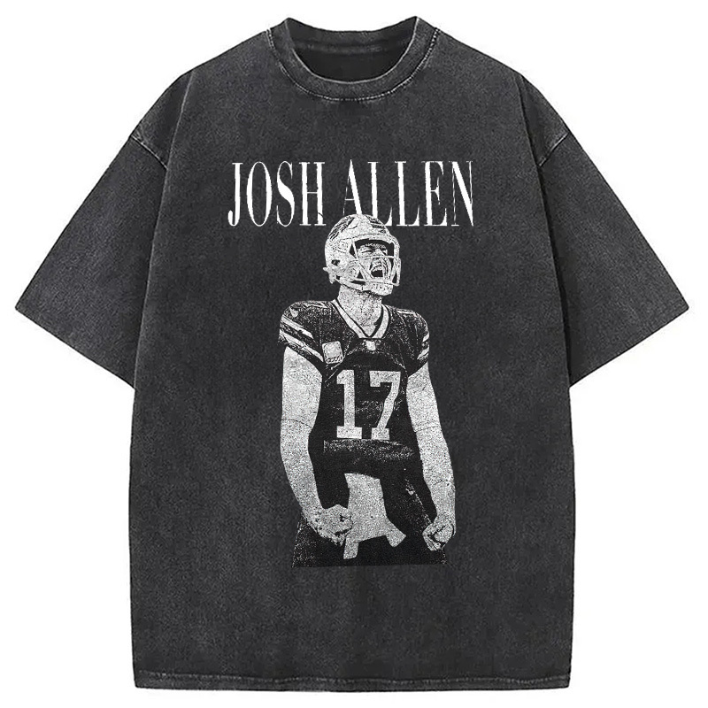 Josh Allen Football Washed T-Shirt Cool Graphic Tee For Men Women Gifts For Brother