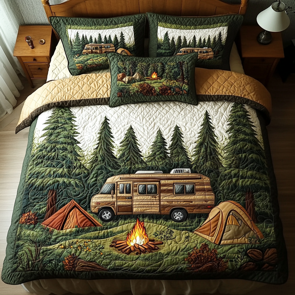 Journey Ahead Quilted Bedding Set Best Bed Sheet Set Camping Gifts For Boyfriend