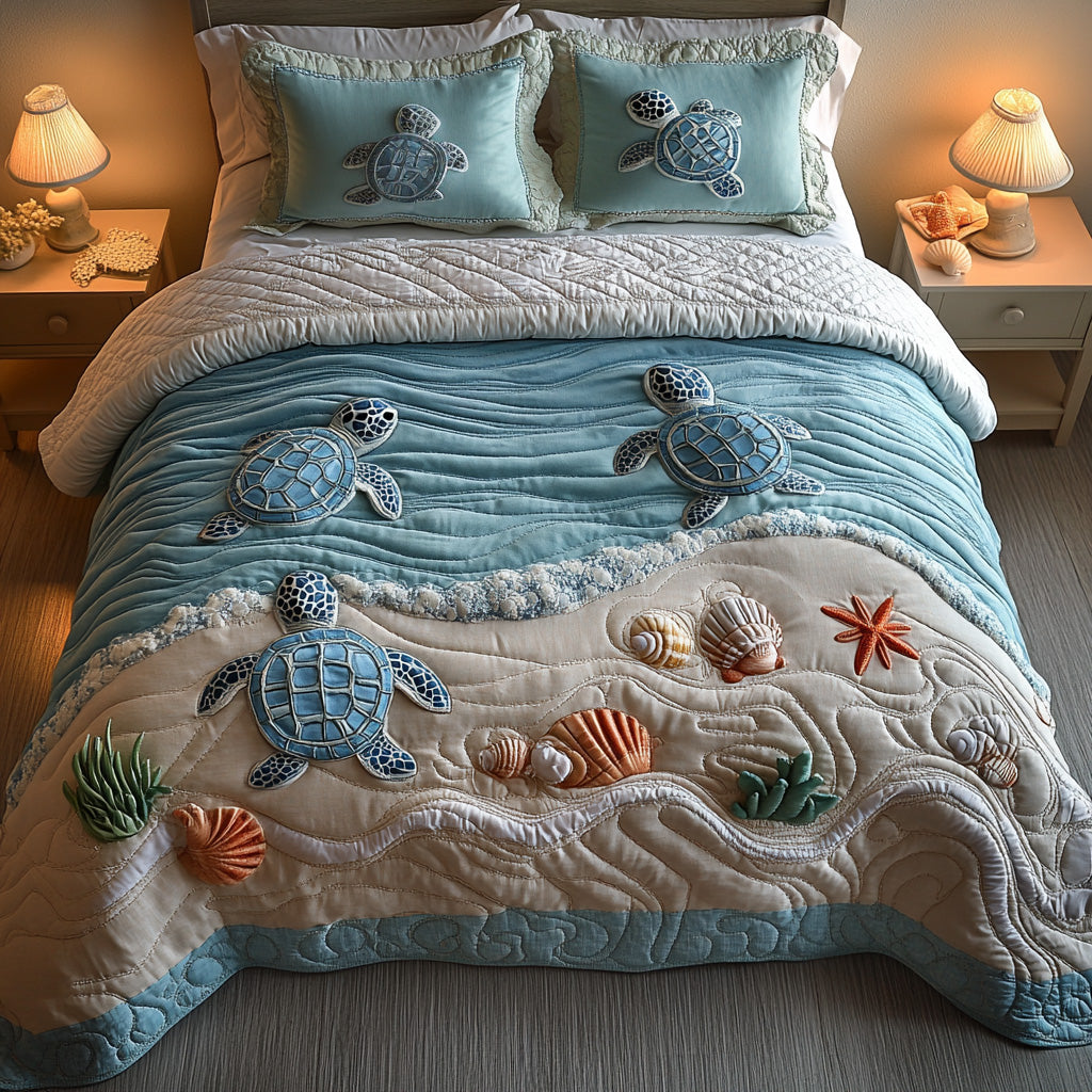 Journey To The Sea Quilted Bedding Set Twin Comforter Sets Ocean Themed Gift For Parents