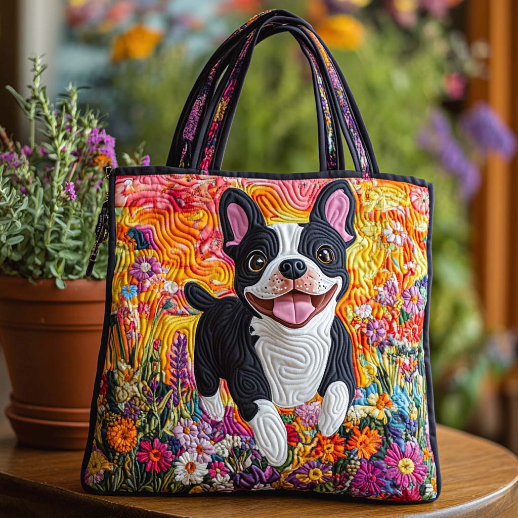 Joy Bloom Quilted Tote Bag Unique Dog Presents