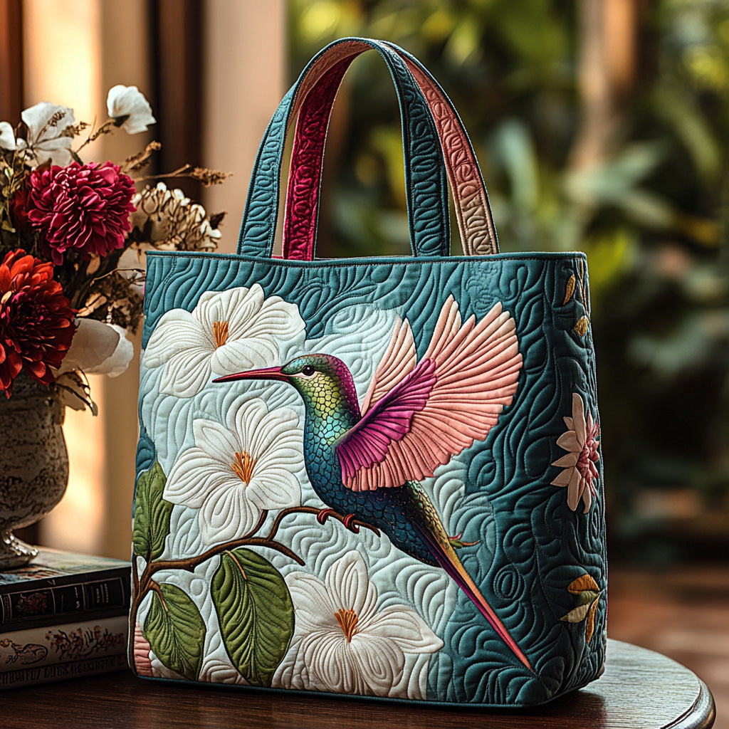 Joy Flutter Quilted Tote Bag Hummingbird Themed Gifts