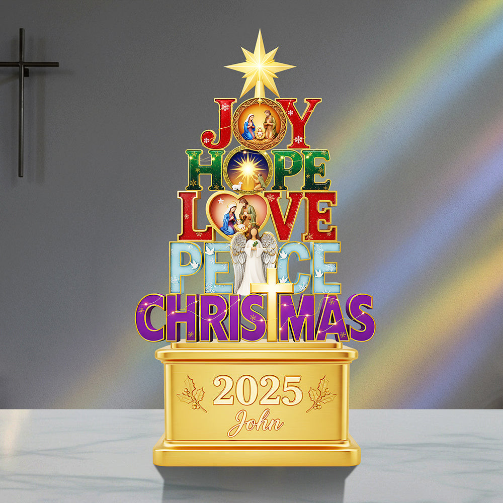 Joy Hope Love Peace Christmas Acrylic Plaque Personalized Gifts for Christians - Personalized Funny Christmas Gift For Dad