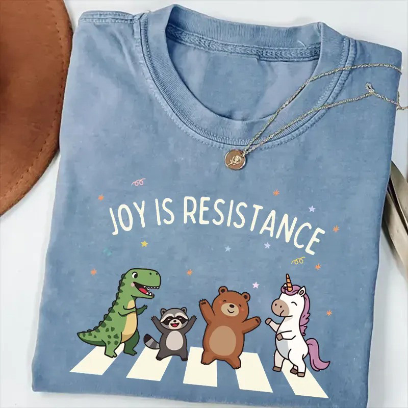 Joy Is Resistance T-Shirt Protest Cartoon Graphic Tee Gift For Supporters