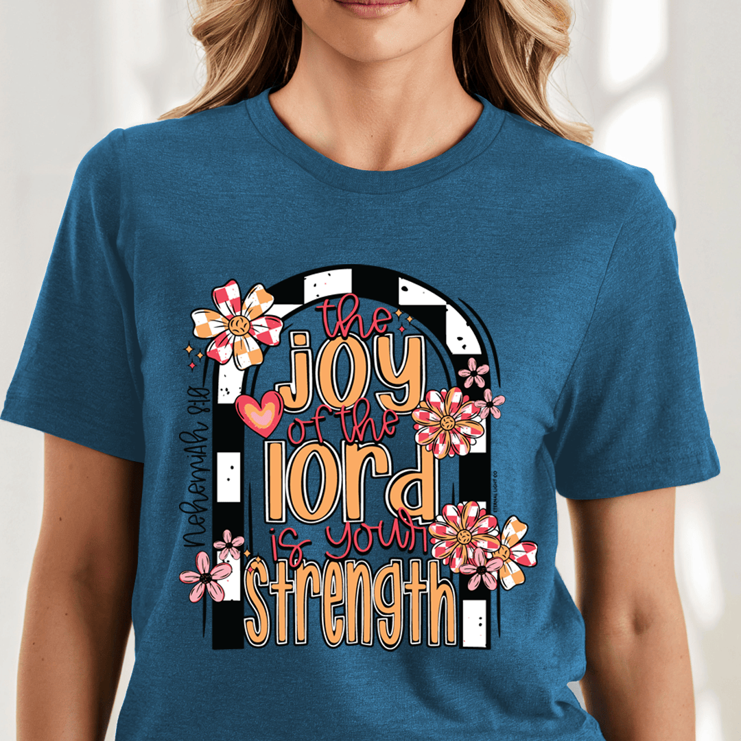 Joy Of The Lord Is Your Strength Christian Graphic Tees Women Boho Floral Faith Gift Her