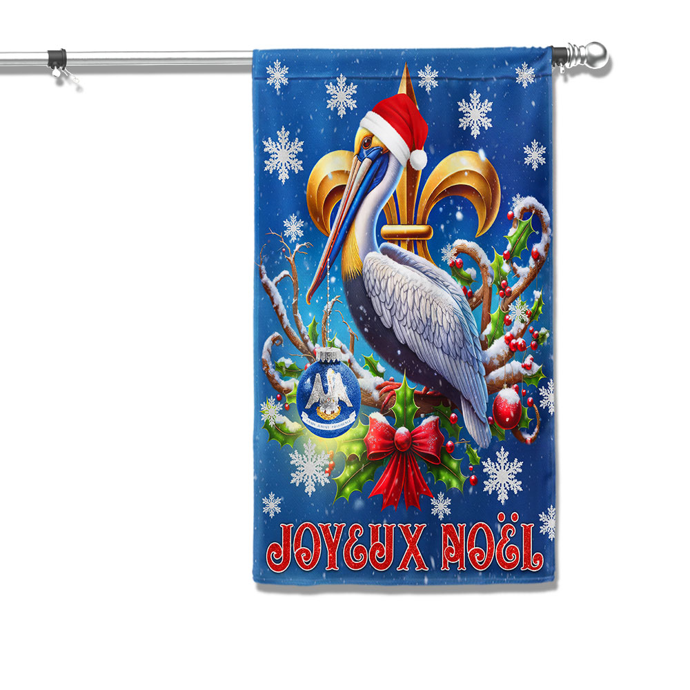 Joyeux Noel Pelican Louisiana Christmas Flag