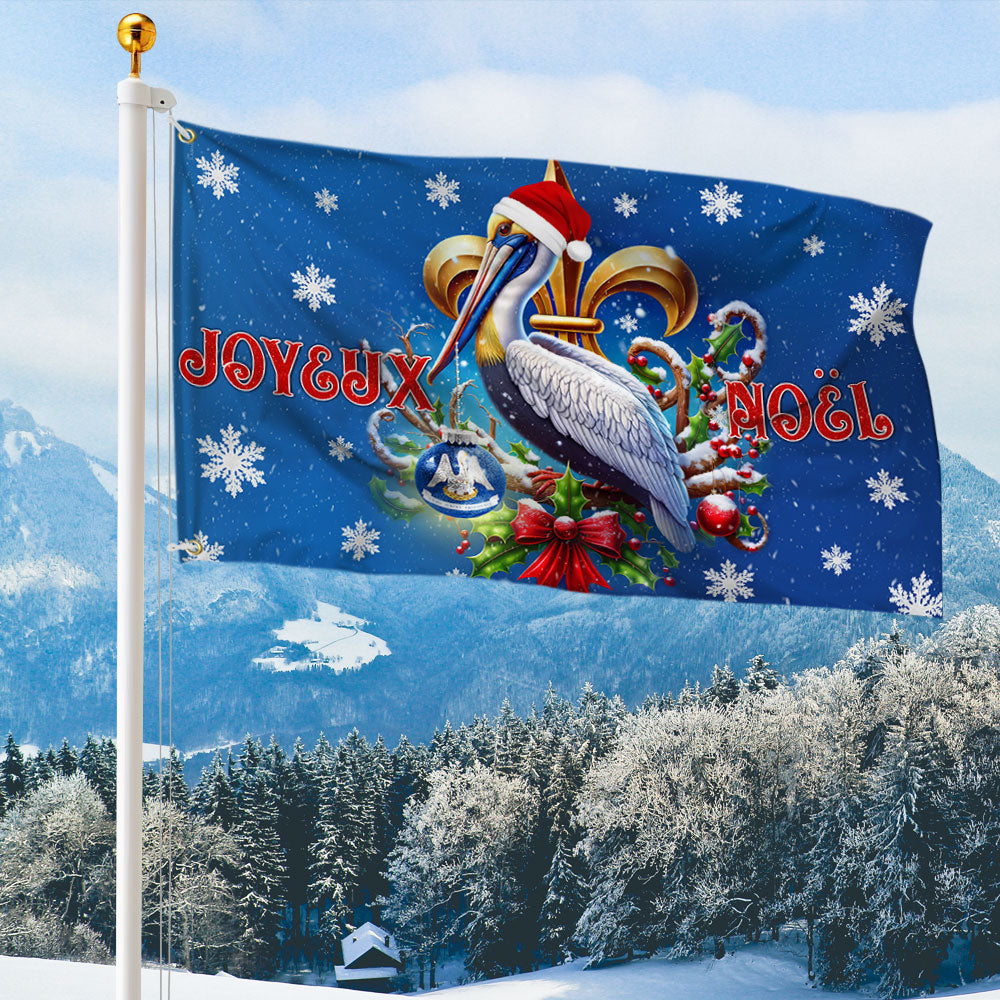 Joyeux Noel Pelican Louisiana Christmas Grommet Flag
