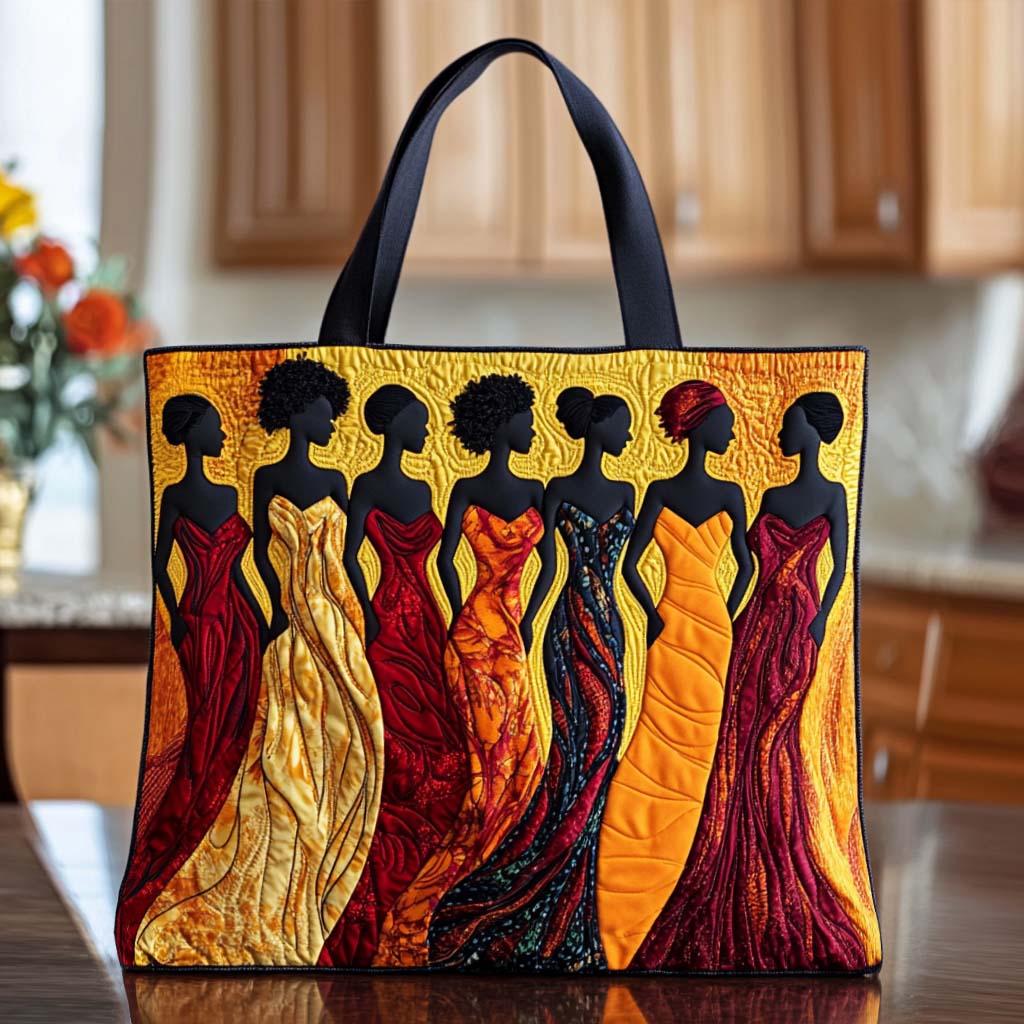 Joyful Black Spirit Quilted Tote Bag Melanin Black Women Gifts For Her