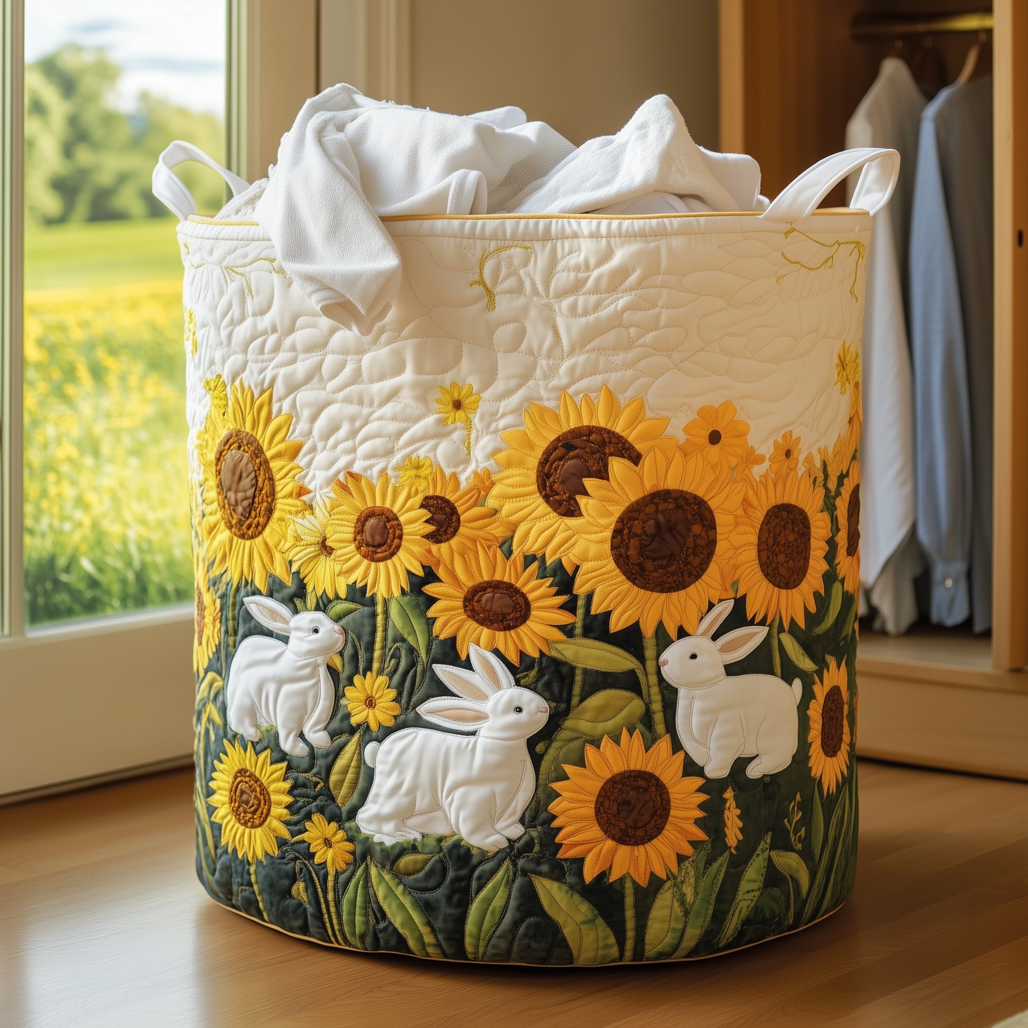 Joyful Bunnies Quilted Laundry Basket Bunny Gifts For Her