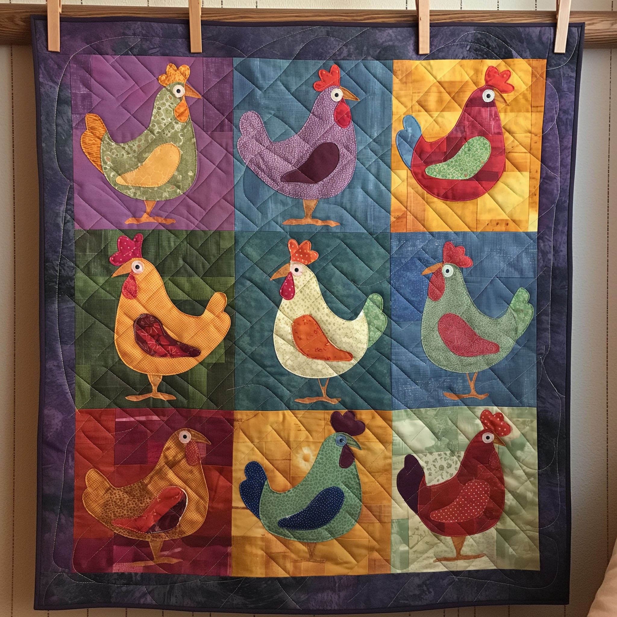 Joyful Chicks Quilted Blanket Gifts For Chicken Owners