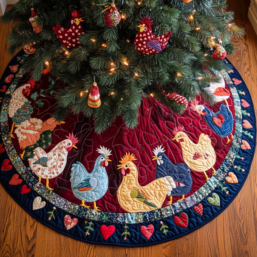 Joyful Coops Christmas Quilted Tree Skirt Christmas Tree Decor