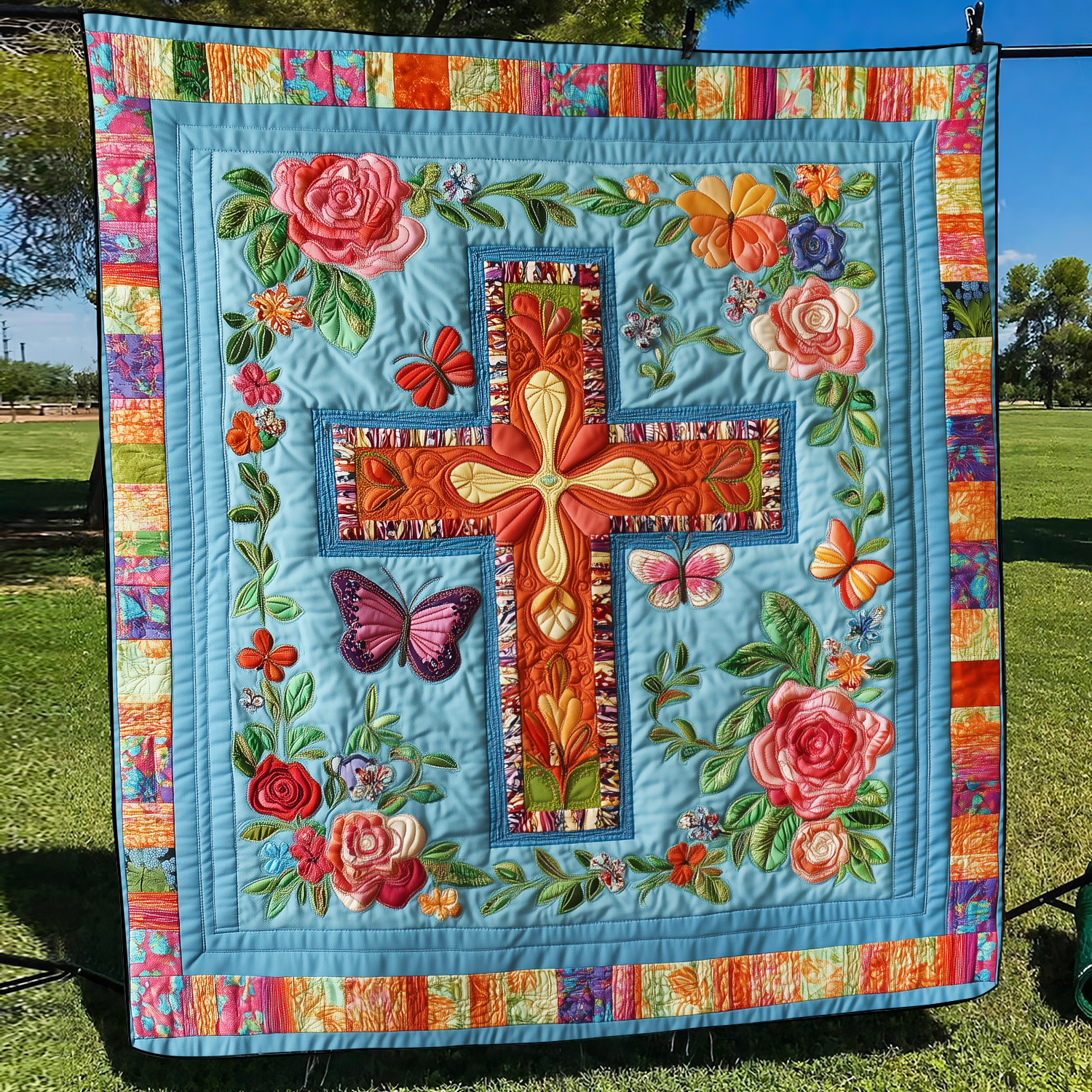 Joyful Cross Quilted Blanket Unique Christian Gifts
