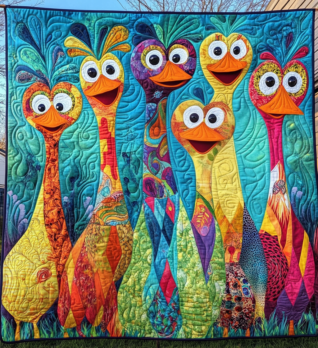 Joyful Duck Town Quilted Blanket Duck Gifts For Duck Lovers