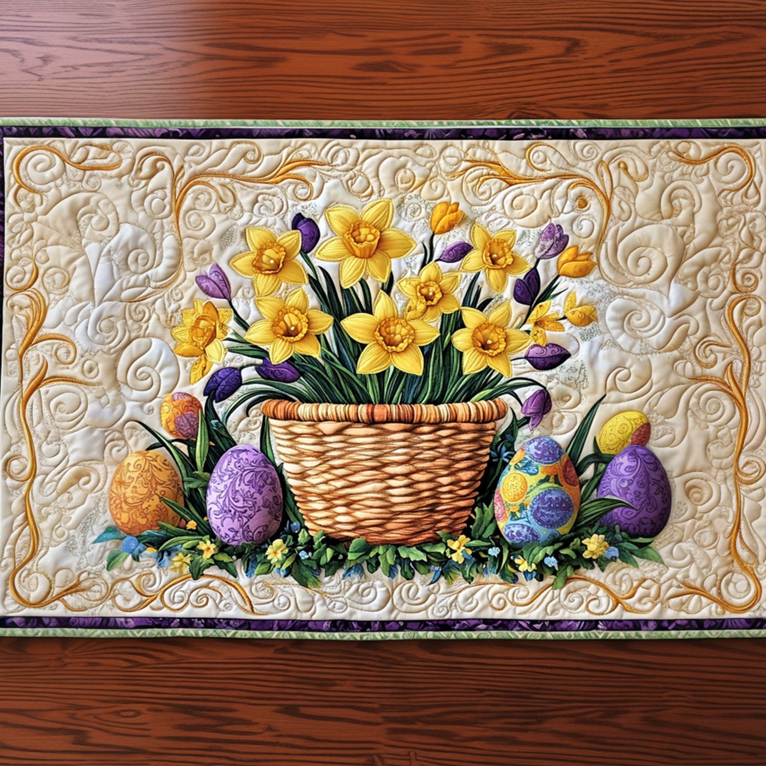 Joyful Easter Patch Quilted Table Runner He Is Risen Table Decor Family Gift Ideas