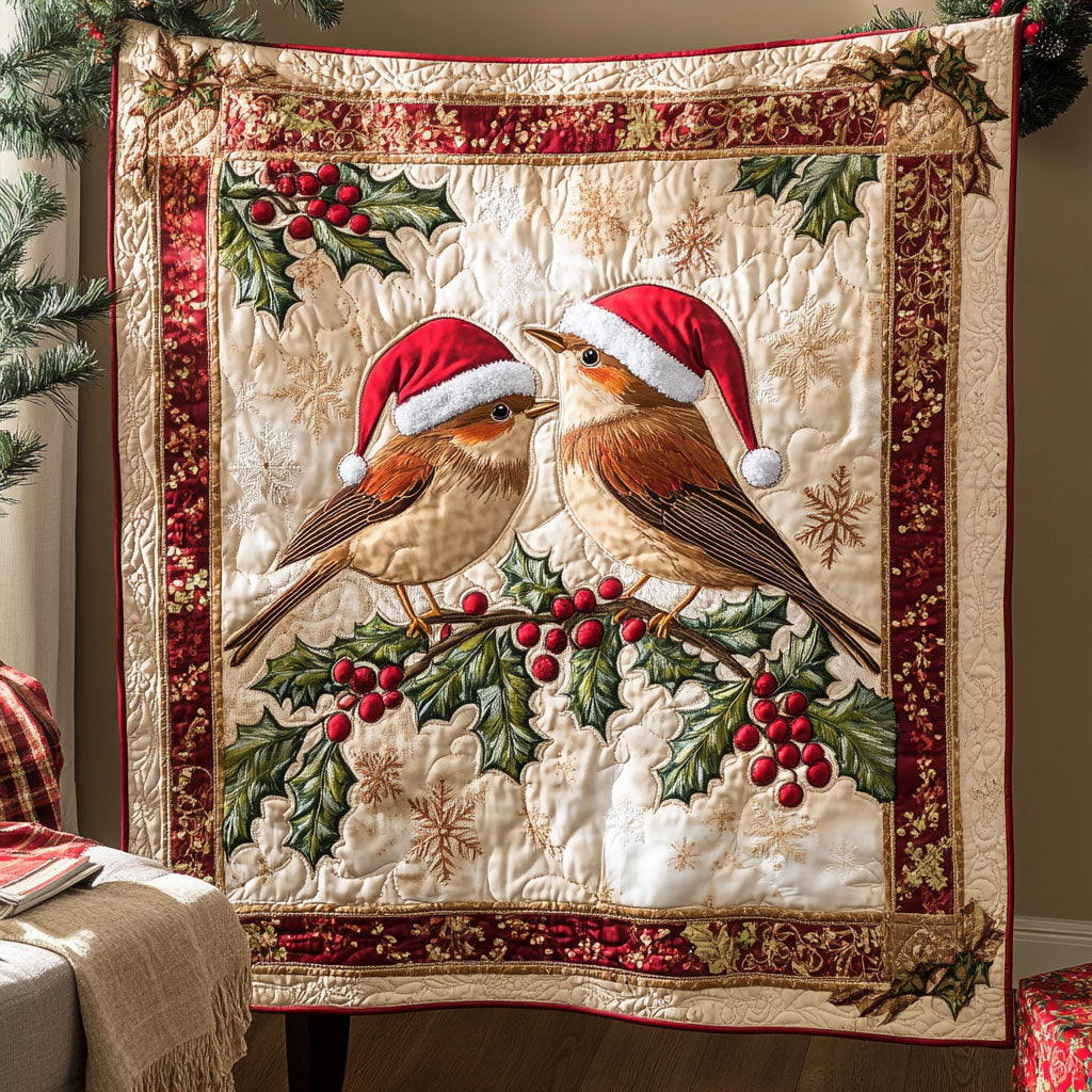 Joyful European Robin Quilt Soft Quilt Blanket Gift to Warm Hearts