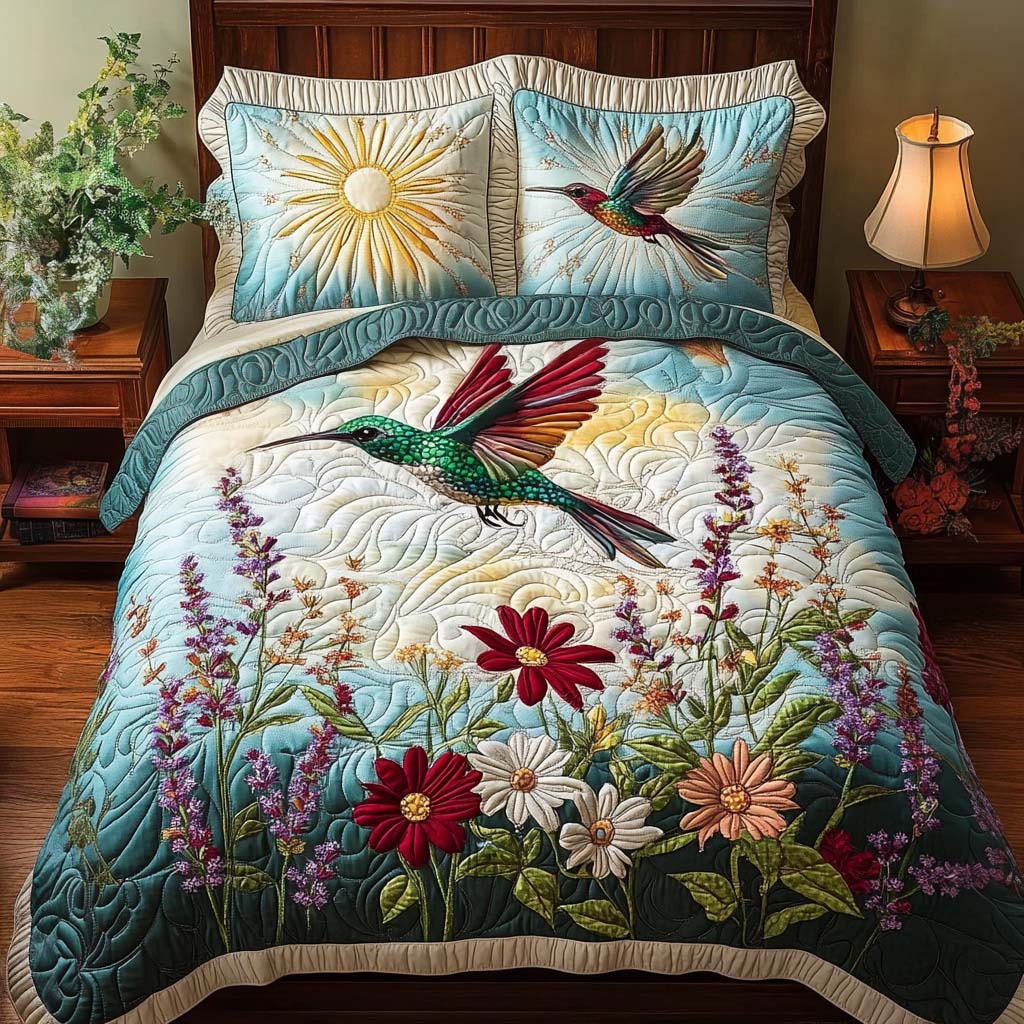Joyful Garden Quilted Bedding Set Thoughtful Bedding Gift for Cozy Winter Nights